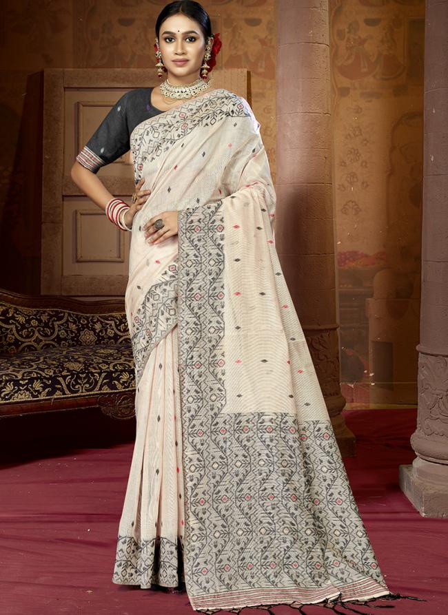 Cotton Grey Casual Wear Printed Saree